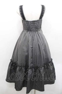 画像2: m petit by misako / TT*AOKストライプジャンパースカート S 濃灰 I-26-01-13-069-LO-OP-SA-ZI