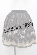 axes femme / メリーゴーランド柄スカート Ｍ 黒 I-26-01-13-092-AX-SK-TE-ZI