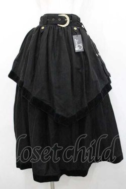 画像1: Vancy / ベルベットライン切替段スカート M 黒 I-26-01-13-097-0-SK-SA-ZI