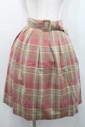 F i.n.t / ベルト付きチェックウールスカート  ピンク I-26-01-13-101-0-SK-SA-ZI