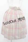 F i.n.t / ベルト付きチェックウールスカート  ピンク I-26-01-13-101-0-SK-SA-ZI