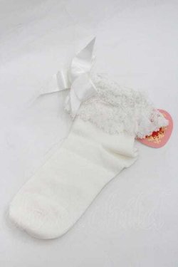 画像1: BABY,THE STARS SHINE BRIGHT / トーションレースクルー丈ソックス  白 I-26-01-13-108-BA-ZA-SA-ZI