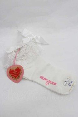 画像2: BABY,THE STARS SHINE BRIGHT / トーションレースクルー丈ソックス  白 I-26-01-13-108-BA-ZA-SA-ZI