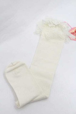 画像2: BABY,THE STARS SHINE BRIGHT / BABYロゴ入りチュールレースハイソックス  生成り I-26-01-13-109-BA-ZA-SA-ZI