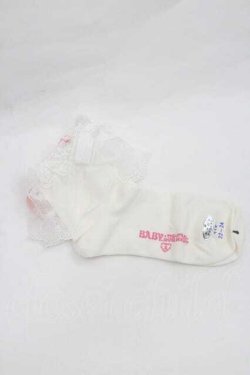 画像2: BABY,THE STARS SHINE BRIGHT / Roseリボンのクルー丈ソックス  白 I-26-01-13-114-BA-ZA-SA-ZI