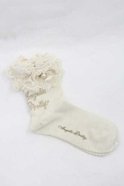画像2: Angelic Pretty / プリンセスロゴクルー丈ソックス  生成り I-26-01-13-116-AP-ZA-SA-ZI