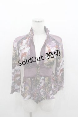 画像1: Ozz oneste / 和花総柄スナップボタンシャツ  パープル I-26-01-13-019-OO-BL-SA-ZI