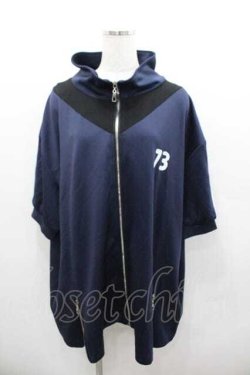 画像1: IRO+IRO / ハイネック半袖ジャージ  紺ｘ白 I-26-01-13-020-LO-TO-SA-ZI