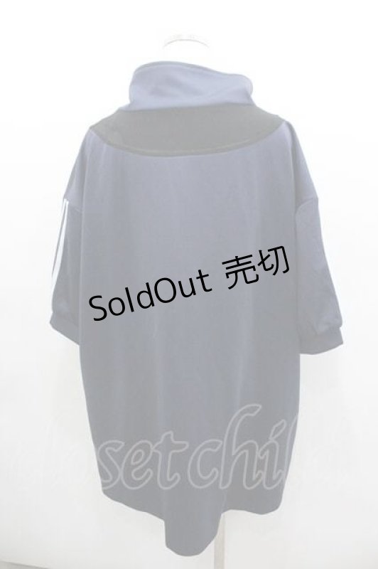 画像2: IRO+IRO / ハイネック半袖ジャージ  紺ｘ白 I-26-01-13-020-LO-TO-SA-ZI (2)