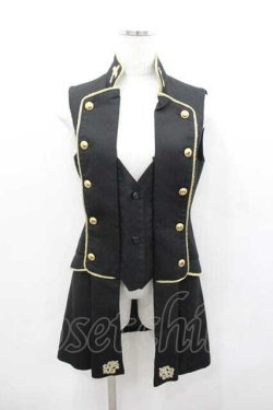 画像1: ALICE and the PIRATES / Romeoベスト  黒ｘゴールド I-26-01-13-028-PA-JA-SA-ZI