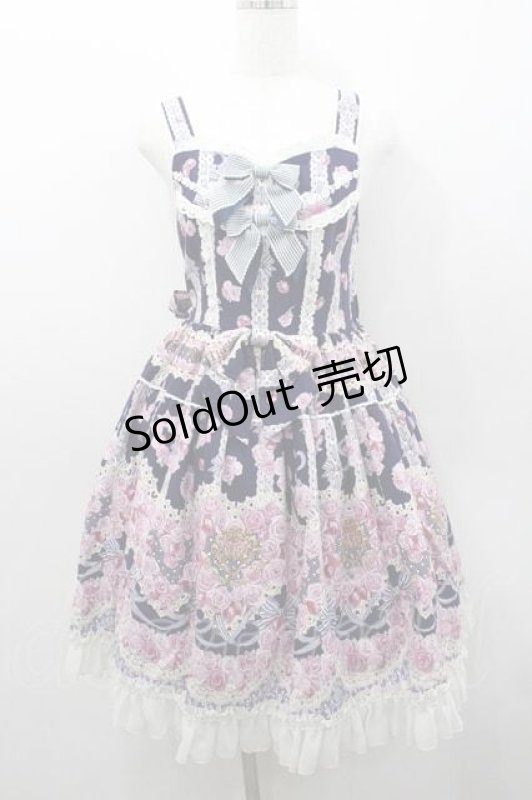 画像1: BABY,THE STARS SHINE BRIGHT / Le Bouquet Eternel柄ジャンパースカートI  ネイビー I-26-01-13-030-BA-OP-SA-ZI (1)