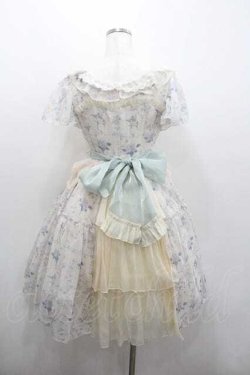 画像2: With Puji / フラワープリントシフォン&リボンワンピース M アイボリーＸグリーン I-26-01-13-034-EL-OP-SA-ZI