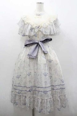 画像1: With Puji / フラワープリントシフォンワンピース  アイボリーＸパープル I-26-01-13-036-EL-OP-SA-ZI