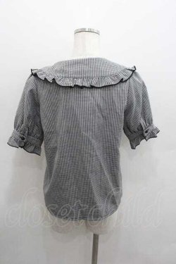 画像2: MA*RS / ギンガムチェックフリル半袖ブラウス  黒Ｘ白 I-26-01-13-004-EL-BL-SA-ZI