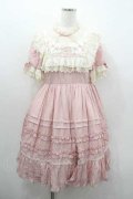 Mie Ye / ローズリボン刺繍半袖ワンピース  ピンク I-26-01-13-037-0-OP-SA-ZI