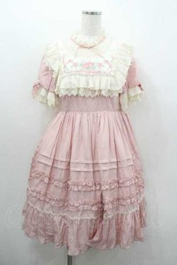 画像1: Mie Ye / ローズリボン刺繍半袖ワンピース  ピンク I-26-01-13-037-0-OP-SA-ZI