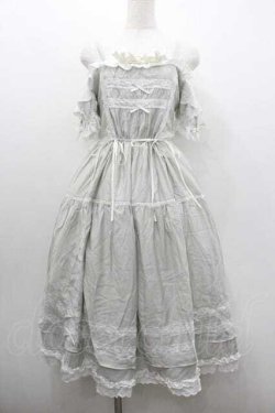 画像1: AURORA BOREALIS / リボンパールレース半袖ワンピース S ミントＸ白 I-26-01-13-039-0-OP-SA-ZI