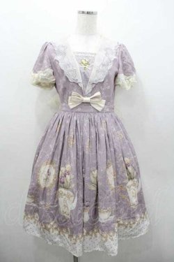 画像1: 仲夏物語 / チューリップ花瓶柄半袖ワンピース S パープル I-26-01-13-040-EL-OP-SA-ZI