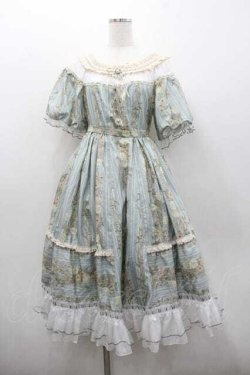 画像1: Neo-Ludwig / 縦フラワーレース総柄半袖ワンピース  サックスＸアイボリー I-26-01-13-041-0-OP-SA-ZI