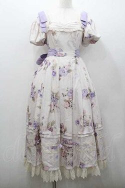 画像1: Forest Wardrobe 森林衣樹 / パンジー総柄半袖ワンピース  アイボリーＸパープル I-26-01-13-043-0-OP-SA-ZI