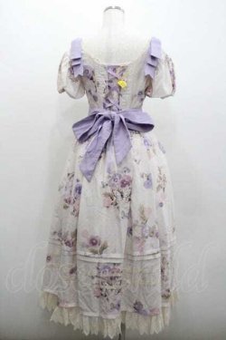 画像2: Forest Wardrobe 森林衣樹 / パンジー総柄半袖ワンピース  アイボリーＸパープル I-26-01-13-043-0-OP-SA-ZI