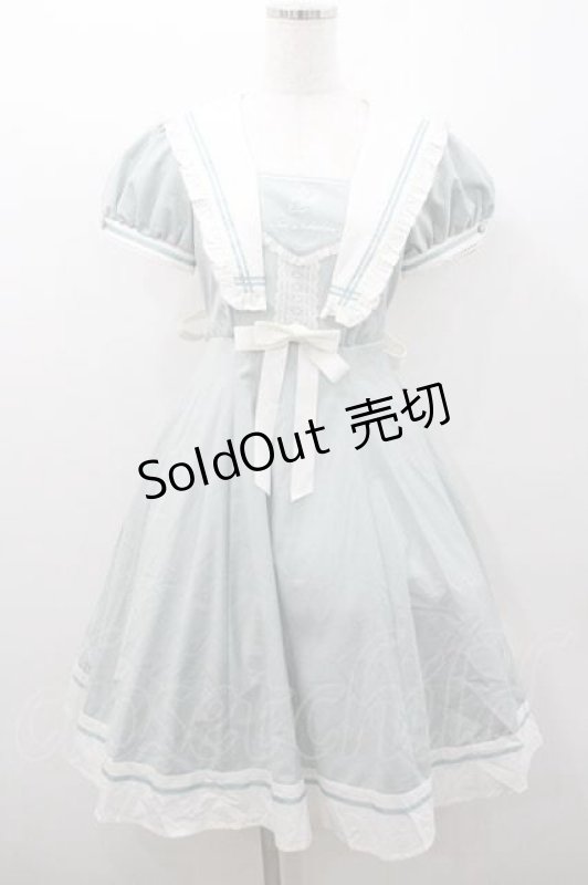 画像1: 仲夏物語 / セーラー半袖ワンピース S ミントＸアイボリー I-26-01-13-044-EL-OP-SA-ZI (1)