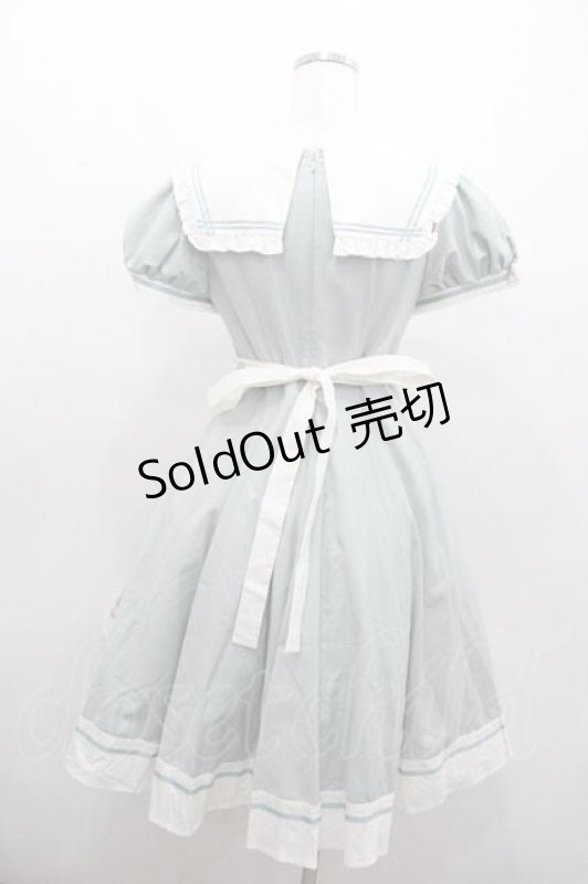 画像2: 仲夏物語 / セーラー半袖ワンピース S ミントＸアイボリー I-26-01-13-044-EL-OP-SA-ZI (2)