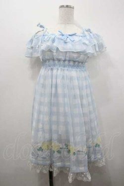 画像1: To Alice / レモンギンガムチェックシフォンワンピース  サックス I-26-01-15-033-LO-OP-SA-ZI