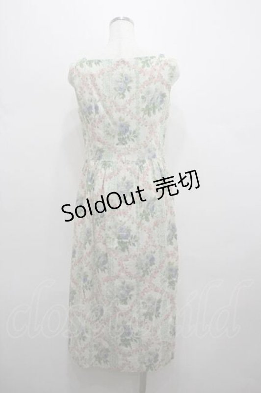 画像3: Jane Marple Dans Le Salon / ローズブーケプリントノースリーブワンピース  アイボリーＸグリーン I-26-01-15-036-JM-OP-SA-ZI (3)