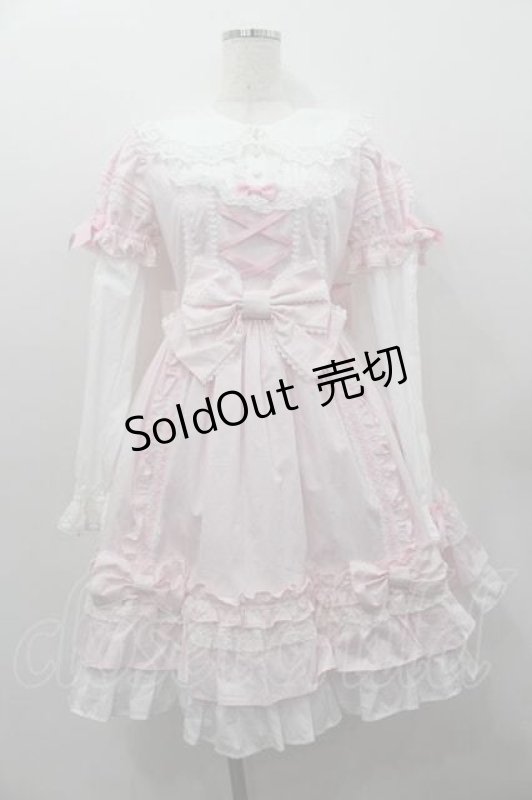 画像1: Angelic Pretty / Dolly Girl付け袖ワンピース  ピンクＸ白 I-26-01-15-038-AP-OP-SA-ZI (1)