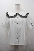 MA*RS / 編み下げレースセーラー襟半袖ブラウス  白Ｘ黒 I-26-01-15-005-EL-BL-SA-ZI