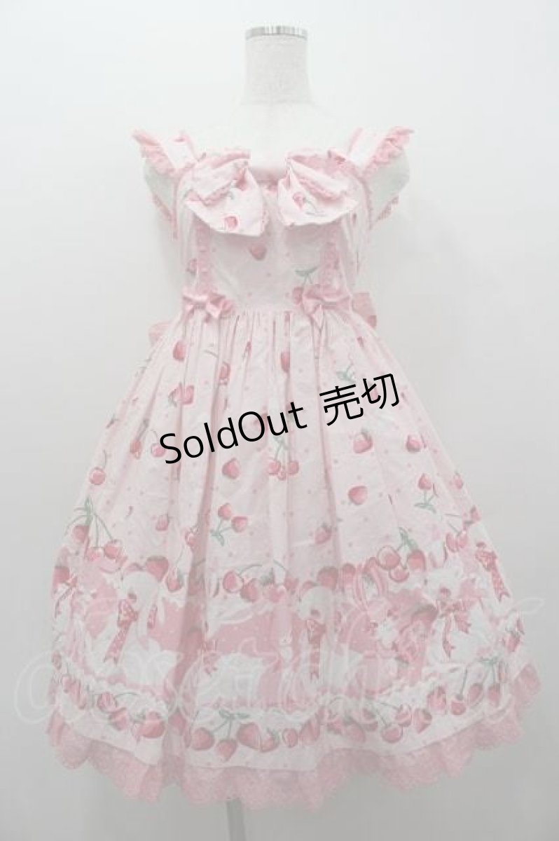 画像1: Angelic Pretty / Cherry Berry Bunny胸リボンジャンパースカート  ピンク I-26-01-15-045-AP-OP-SA-ZI (1)