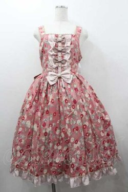 画像1: metamorphose / 【プラスサイズ】和柄ジャンパースカート＆リボンクリップセット（和花総柄） 2 ピンク I-26-01-15-047-ME-OP-SA-ZI