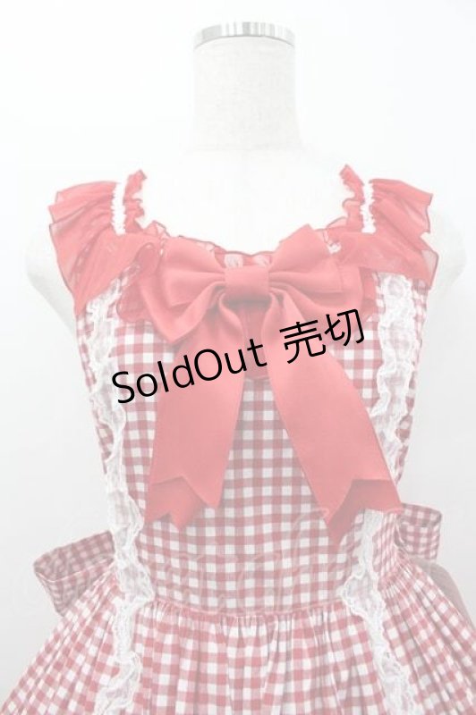 画像2: metamorphose / Fluffyフリルティアードジャンパースカート(ギンガム)  赤ギンガム I-26-01-15-048-ME-OP-SA-ZI (2)