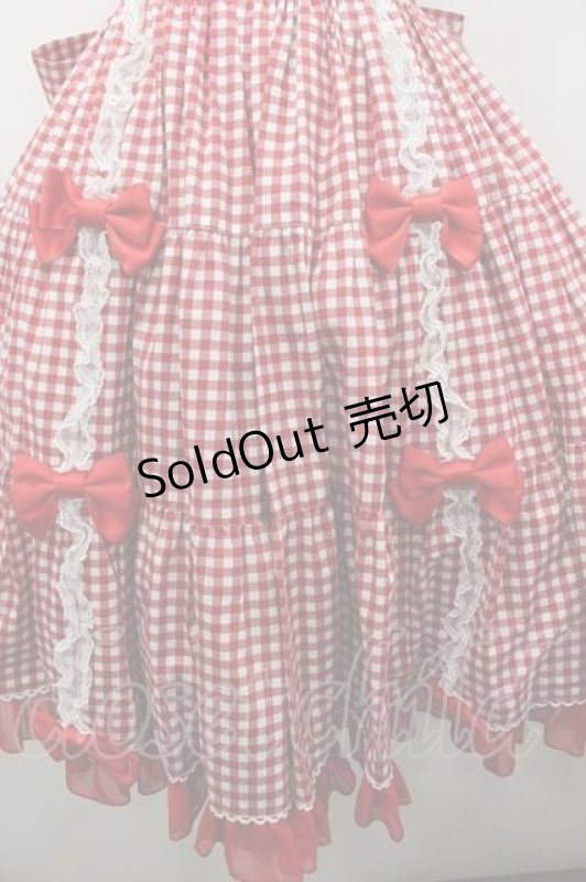 画像3: metamorphose / Fluffyフリルティアードジャンパースカート(ギンガム)  赤ギンガム I-26-01-15-048-ME-OP-SA-ZI (3)