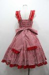 画像4: metamorphose / Fluffyフリルティアードジャンパースカート(ギンガム)  赤ギンガム I-26-01-15-048-ME-OP-SA-ZI (4)