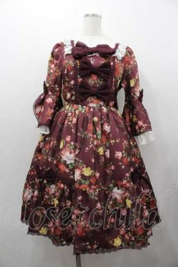 画像1: axes femme kawaii / アンティークローズ柄ワンピース M ワイン I-26-01-15-051-AX-OP-SA-ZI