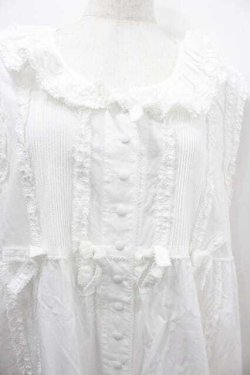 画像3: WONDERFUL WORLD / 縦ピンタック&ピコフリルノースリーブワンピース  ホワイト I-26-01-15-061-LO-OP-SA-ZI