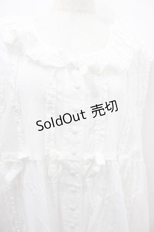 画像3: WONDERFUL WORLD / 縦ピンタック&ピコフリルノースリーブワンピース  ホワイト I-26-01-15-061-LO-OP-SA-ZI (3)