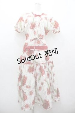 画像1: KANEKO ISAO / 彼岸花半袖ワンピース  アイボリー I-26-01-15-062-EL-OP-SA-ZI