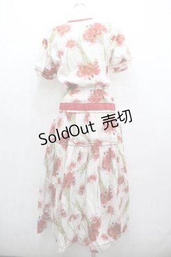 画像2: KANEKO ISAO / 彼岸花半袖ワンピース  アイボリー I-26-01-15-062-EL-OP-SA-ZI