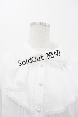 画像2: Secret Honey / パール襟&レース袖ブラウス  白Ｘ黒 I-26-01-15-007-CA-BL-SA-ZI