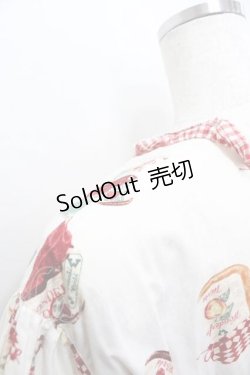 画像3: WONDERFUL WORLD / ジャム瓶総柄半袖ワンピース  白Ｘ赤 I-26-01-15-063-LO-OP-SA-ZI