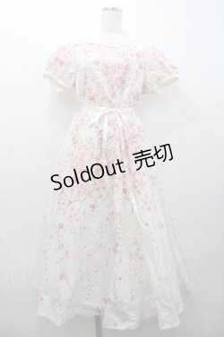 画像1: PINK HOUSE / 桜柄半袖ワンピース  ホワイト I-26-01-15-066-LO-SK-SA-ZI