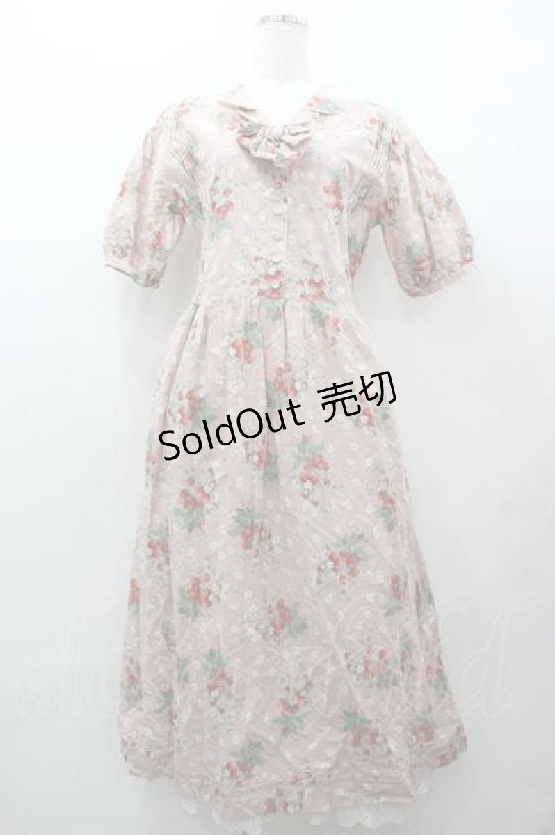 画像1: PINK HOUSE / いちご柄半袖ワンピース  ピンク I-26-01-15-073-LO-OP-SA-ZI (1)