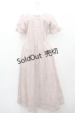画像1: PINK HOUSE / チェックリボン半袖ワンピース  ピンクチェック I-26-01-15-074-LO-OP-SA-ZI