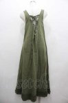画像2: WONDERFUL WORLD / たんぽぽうさぎ刺繍ジャンパースカート  カーキ I-26-01-15-083-LO-OP-SA-ZI (2)
