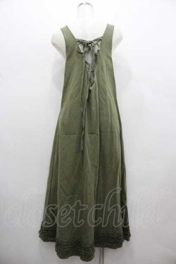 画像2: WONDERFUL WORLD / たんぽぽうさぎ刺繍ジャンパースカート  カーキ I-26-01-15-083-LO-OP-SA-ZI