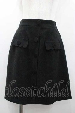 画像1: Ank Rouge / フロントボタンミニスカート  黒 I-26-01-15-086-CA-SK-SA-ZI