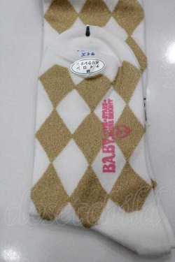 画像3: BABY,THE STARS SHINE BRIGHT / ON ダイヤ柄オーバーニー  白Ｘゴールド I-26-01-15-091-BA-ZA-SA-ZI